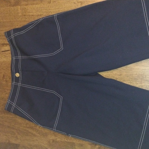Navy Blue St. John Sport Pants with White Stitching 2 - Picture 2 of 10